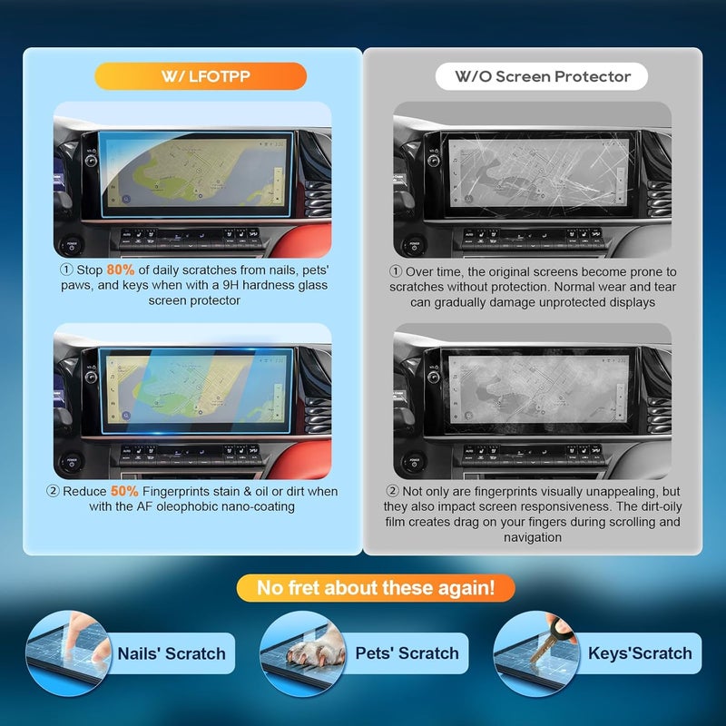 LFOTPP Glass for 2025 2026 Camry Screen Protector 2025 2026 Camry XLE/XSE 12.3" Tempered Glass Protective Film [Anti Glare& Scratch] 2025 2026 Camry Accessories 2025 Camry* - Image 3